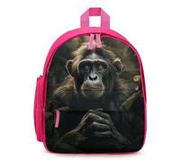 LLUTSNTH Cute Backpack Monkey in Jungle Casual Daypack Waterproof Lightweight Bookbag 12.6 Inch Zipper Bag, Pink, One size