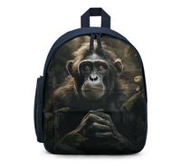 LLUTSNTH Cute Backpack Monkey in Jungle Casual Daypack Waterproof Lightweight Bookbag 12.6 Inch Zipper Bag, Blue, One size