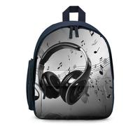 LLUTSNTH Cute Backpack Music Casual Daypack Waterproof Lightweight Bookbag 12.6 Inch Zipper Bag, Blue, One size