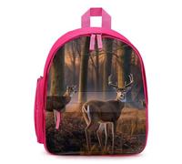 LLUTSNTH Cute Backpack Nature Wild Animal Deers Casual Daypack Waterproof Lightweight Bookbag 12.6 Inch Zipper Bag, Pink, One size