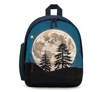 LLUTSNTH Cute Backpack Pine Trees of The Moon Casual Daypack Waterproof Lightweight Bookbag 12.6 Inch Zipper Bag, Blue, One size