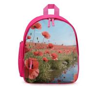 LLUTSNTH Cute Backpack Poppy Flower Casual Daypack Waterproof Lightweight Bookbag 12.6 Inch Zipper Bag, Pink, One size