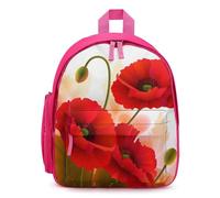 LLUTSNTH Cute Backpack Poppy Flowers Vivid Petals Casual Daypack Waterproof Lightweight Bookbag 12.6 Inch Zipper Bag, Pink, One Size