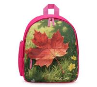 LLUTSNTH Cute Backpack Pretty Leaves Casual Daypack Waterproof Lightweight Bookbag 12.6 Inch Zipper Bag, Pink, One size