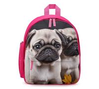 LLUTSNTH Cute Backpack Puppys Pug Casual Daypack Waterproof Lightweight Bookbag 12.6 Inch Zipper Bag, Pink, One size
