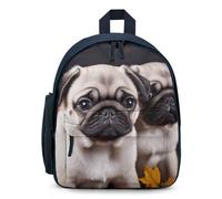 LLUTSNTH Cute Backpack Puppys Pug Casual Daypack Waterproof Lightweight Bookbag 12.6 Inch Zipper Bag, Blue, One size