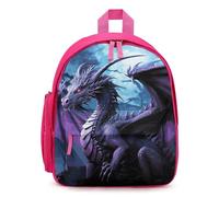 LLUTSNTH Cute Backpack Purple Dragon Purple Moon Casual Daypack Waterproof Lightweight Bookbag 12.6 Inch Zipper Bag, Pink, One size