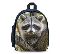 LLUTSNTH Cute Backpack Raccoon Casual Daypack Waterproof Lightweight Bookbag 12.6 Inch Zipper Bag, Blue, One size