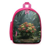 LLUTSNTH Cute Backpack Rainforest Hydrangea Casual Daypack Waterproof Lightweight Bookbag 12.6 Inch Zipper Bag, Pink, One size