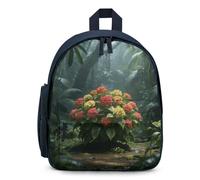 LLUTSNTH Cute Backpack Rainforest Hydrangea Casual Daypack Waterproof Lightweight Bookbag 12.6 Inch Zipper Bag, Blue, One size