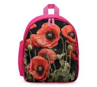 LLUTSNTH Cute Backpack Red Poppy Flowers Leaves Casual Daypack Waterproof Lightweight Bookbag 12.6 Inch Zipper Bag, Pink, One size