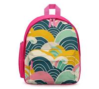LLUTSNTH Cute Backpack Retro Japanese Pattern Casual Daypack Waterproof Lightweight Bookbag 12.6 Inch Zipper Bag, Pink, One size