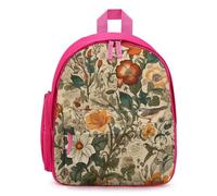 LLUTSNTH Cute Backpack Retro Pattern Casual Daypack Waterproof Lightweight Bookbag 12.6 Inch Zipper Bag, Pink, One Size