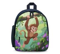 LLUTSNTH Cute Backpack Rhesus Monkey Casual Daypack Waterproof Lightweight Bookbag 12.6 Inch Zipper Bag, Blue, One Size