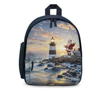 LLUTSNTH Cute Backpack Santa Claus Lighthouse Casual Daypack Waterproof Lightweight Bookbag 12.6 Inch Zipper Bag