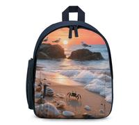 LLUTSNTH Cute Backpack Sea Beach Sunset Casual Daypack Waterproof Lightweight Bookbag 12.6 Inch Zipper Bag, Blue, One size