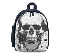 LLUTSNTH Cute Backpack Simple Skull Graphic Casual Daypack Waterproof Lightweight Bookbag 12.6 Inch Zipper Bag, Blue, One Size