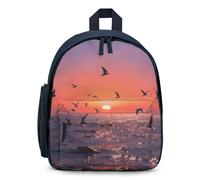 LLUTSNTH Cute Backpack Sunset Seagulls Casual Daypack Waterproof Lightweight Bookbag 12.6 Inch Zipper Bag, Blue, One size