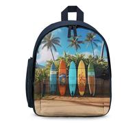 LLUTSNTH Cute Backpack Surf's Up Surfboard Casual Daypack Waterproof Lightweight Bookbag 12.6 Inch Zipper Bag, Blue, One size