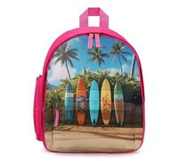 LLUTSNTH Cute Backpack Surf's Up Surfboard Casual Daypack Waterproof Lightweight Bookbag 12.6 Inch Zipper Bag, Pink, One Size