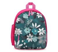 LLUTSNTH Cute Backpack Teal Grey And White Floral Casual Daypack Waterproof Lightweight Bookbag 12.6 Inch Zipper Bag, Pink, One Size