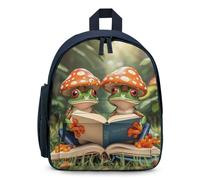 LLUTSNTH Cute Backpack The Frog Family Is Reading Casual Daypack Waterproof Lightweight Bookbag 12.6 Inch Zipper Bag, Blue, One size