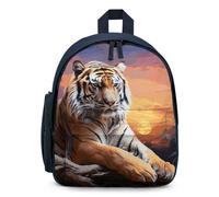 LLUTSNTH Cute Backpack Tiger Colorful Sunset Casual Daypack Waterproof Lightweight Bookbag 12.6 Inch Zipper Bag, Blue, One size
