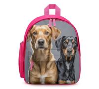 LLUTSNTH Cute Backpack Two Different Dogs Casual Daypack Waterproof Lightweight Bookbag 12.6 Inch Zipper Bag, Pink, One size