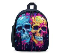 LLUTSNTH Cute Backpack Two Different Skulls Casual Daypack Waterproof Lightweight Bookbag 12.6 Inch Zipper Bag, Blue, One Size
