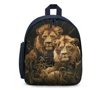 LLUTSNTH Cute Backpack Two Lions Casual Daypack Waterproof Lightweight Bookbag 12.6 Inch Zipper Bag, Blue, One size