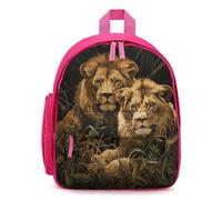 LLUTSNTH Cute Backpack Two Lions Casual Daypack Waterproof Lightweight Bookbag 12.6 Inch Zipper Bag, Pink, One size
