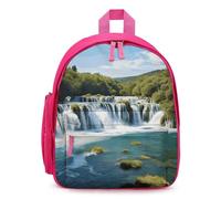LLUTSNTH Cute Backpack Waterfalls on Krka River Casual Daypack Waterproof Lightweight Bookbag 12.6 Inch Zipper Bag, Pink, One Size