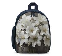 LLUTSNTH Cute Backpack White Lily Bouquet Casual Daypack Waterproof Lightweight Bookbag 12.6 Inch Zipper Bag, Blue, One Size
