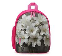 LLUTSNTH Cute Backpack White Lily Bouquet Casual Daypack Waterproof Lightweight Bookbag 12.6 Inch Zipper Bag, Pink, One size