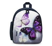 LLUTSNTH Cute Backpack White Purple Butterflies Casual Daypack Waterproof Lightweight Bookbag 12.6 Inch Zipper Bag, Blue, One Size
