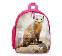LLUTSNTH Cute Backpack Wild Meerkats Casual Daypack Waterproof Lightweight Bookbag 12.6 Inch Zipper Bag, Pink, One size