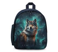 LLUTSNTH Cute Backpack Wolf Under The Starry Sky Casual Daypack Waterproof Lightweight Bookbag 12.6 Inch Zipper Bag, Blue, One size