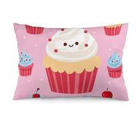 LLUTSNTH Cute Cupcake Lumbar Throw Pillow Covers 12 "x20 Decorative Rectangle Pillowcase with Hidden Zipper Pillow Case Soft Cushion Cover for Couch Bedroom Living Room Only Cover No Insert