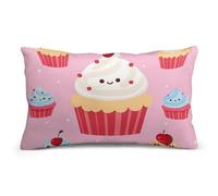 LLUTSNTH Cute Cupcake Lumbar Throw Pillow Covers 8"x12" Decorative Rectangle Pillowcase with Hidden Zipper Pillow Case Soft Cushion Cover for Couch Bedroom Living Room Only Cover No Insert
