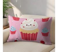 LLUTSNTH Cute Cupcake Throw Pillow Covers 12 "x20 Decorative Lumbar Pillowcase with Hidden Zipper Pillow Case Soft Cushion Cover for Couch Bedroom Living Room
