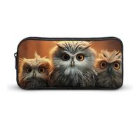 LLUTSNTH Cute Owl Pencil Case - Large Capacity Pencil Pouch Aesthetic Makeup Bag with Zipper for Stationery, Art Supplies, Travel Essentials
