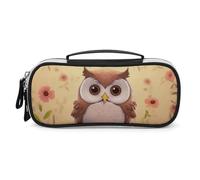 LLUTSNTH Cute Owl Pencil Case - Large Capacity Pencil Pouch Aesthetic Makeup Bag with Zipper Leather And Handle Design Pen Bag for Stationery, Art Supplies, Travel Essentials