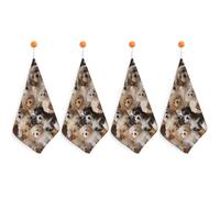 LLUTSNTH Cute Pet Dogs Kitchen Towels Set -4PCS Super Absorbent Hand Towels, Soft Face Towel Set with Hanging Loop Lightweight Quick Dry Microfiber Dish Towels for Yoga Camping Hotel Spa Travel
