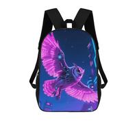 LLUTSNTH Cyber Owl 17 Inch Laptop Backpack for Men Women Travel Daypack with Pockets Work Bag for Office