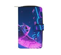 LLUTSNTH Cyber Owl Travel Wallet Slim Leather Wallets Clutch Organizer Purse Coin Pocket for Men Women