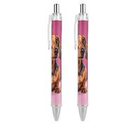 LLUTSNTH Dachshund Weiner Dog Ballpoint Pens Black Medium Point 0.55mm Ball Point Pen Retractable Office Pens with Super Soft Grip Writing Ink Pen for Men Women 2 PCS