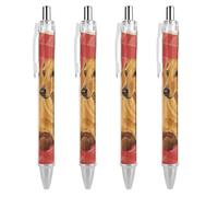 LLUTSNTH Dachshund Weiner Pet Dog Ballpoint Pens Black Medium Point 0.55mm Ball Point Pen Retractable Office Pens with Super Soft Grip Writing Ink Pen for Men Women 4 PCS