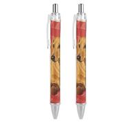LLUTSNTH Dachshund Weiner Pet Dog Ballpoint Pens Black Medium Point 0.55mm Ball Point Pen Retractable Office Pens with Super Soft Grip Writing Ink Pen for Men Women 2 PCS