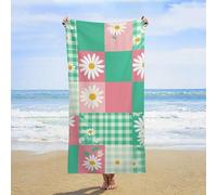 LLUTSNTH Daisy Grid Beach Towel 31x63 Inch - Oversized Sand-Free Swim Towel Ultra Quick-Dry Absorbent Bath Towels for Beach, Pool, Travel, Yoga - Lightweight & Compact for Adults Gift