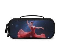 LLUTSNTH Dancer on Star Stage Pencil Case - Large Capacity Pencil Pouch Aesthetic Makeup Bag with Zipper Leather And Handle Design Pen Bag for Stationery, Art Supplies, Travel Essentials